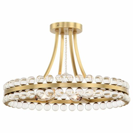 CRYSTORAMA 4 Light Aged Brass Eclectic/Mid Century/Modern Ceiling Mount CLO-8894-AG